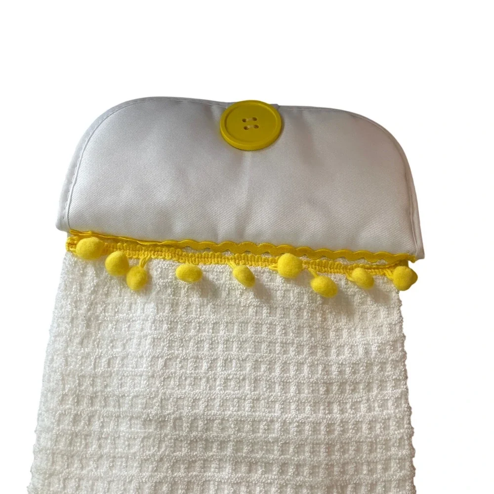 Handmade Cotton Hanging Towel nautical Beachy Coastal Summer Yellow White